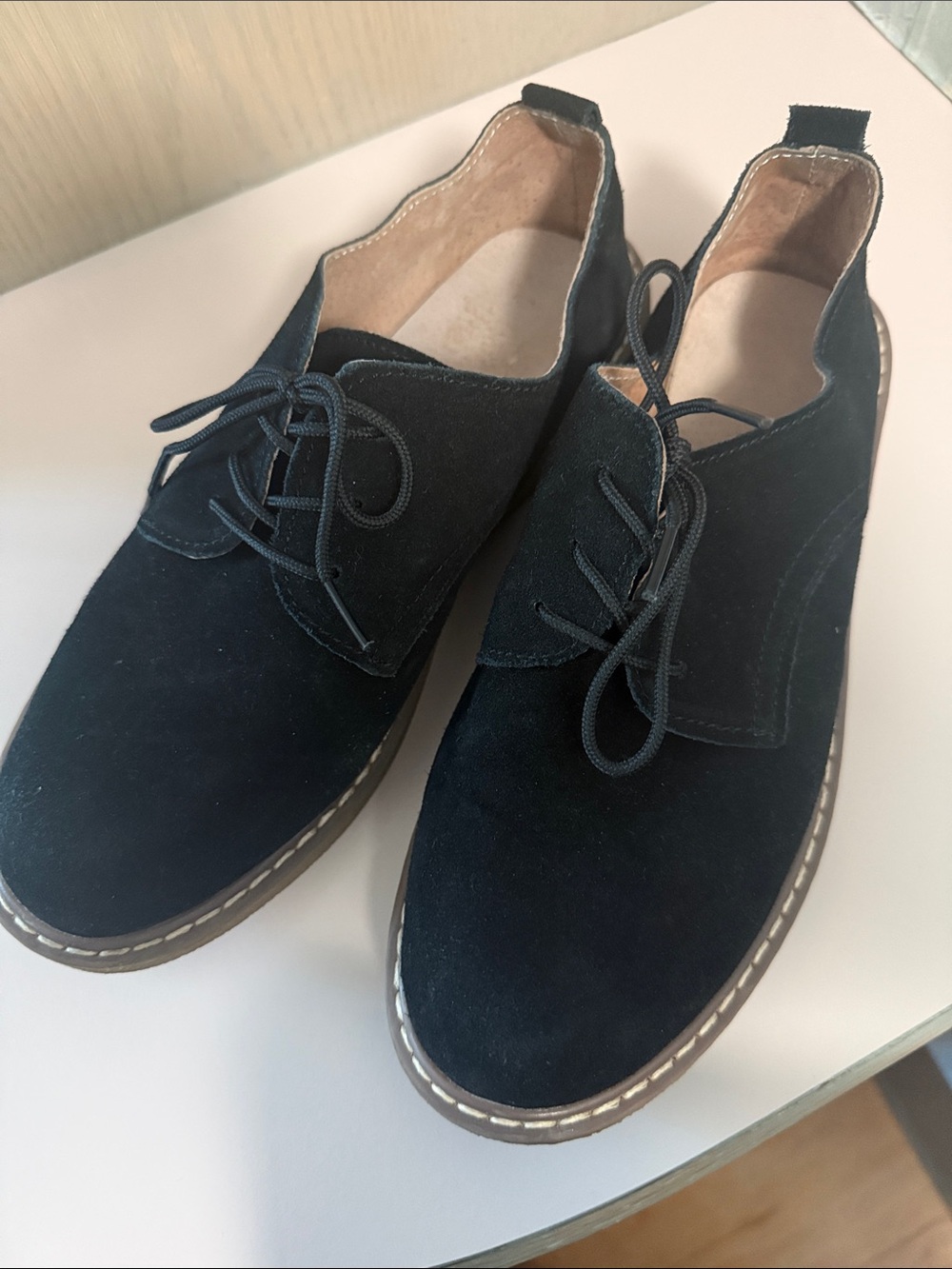 Men's Black Suede Lace-Up Shoes
